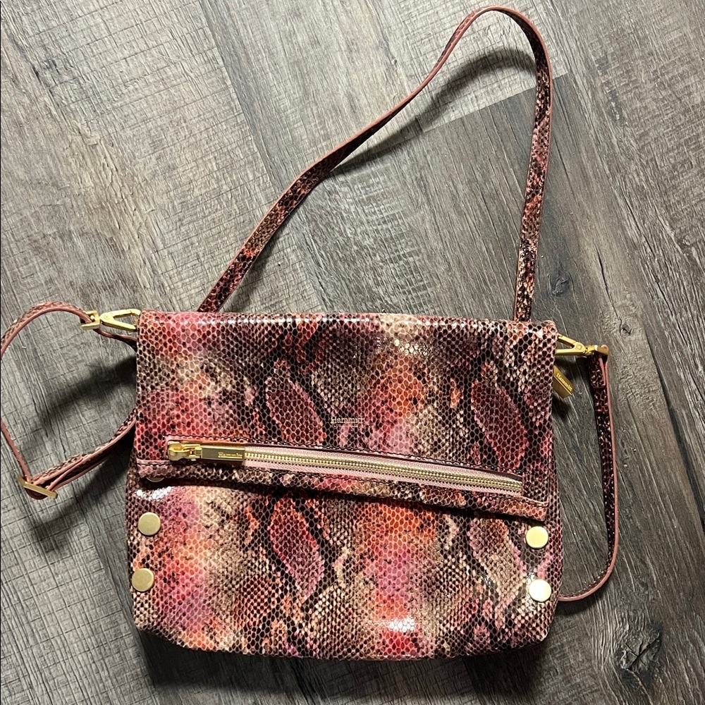Hammitt Pink and Brown Snakeskin Crossbody Bag